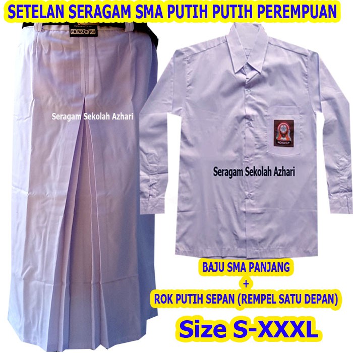 Stelan Seragam SMA Perempuan Putih Putih Rok Span-Seragam Sekolah SMA-Seragam Sekolah