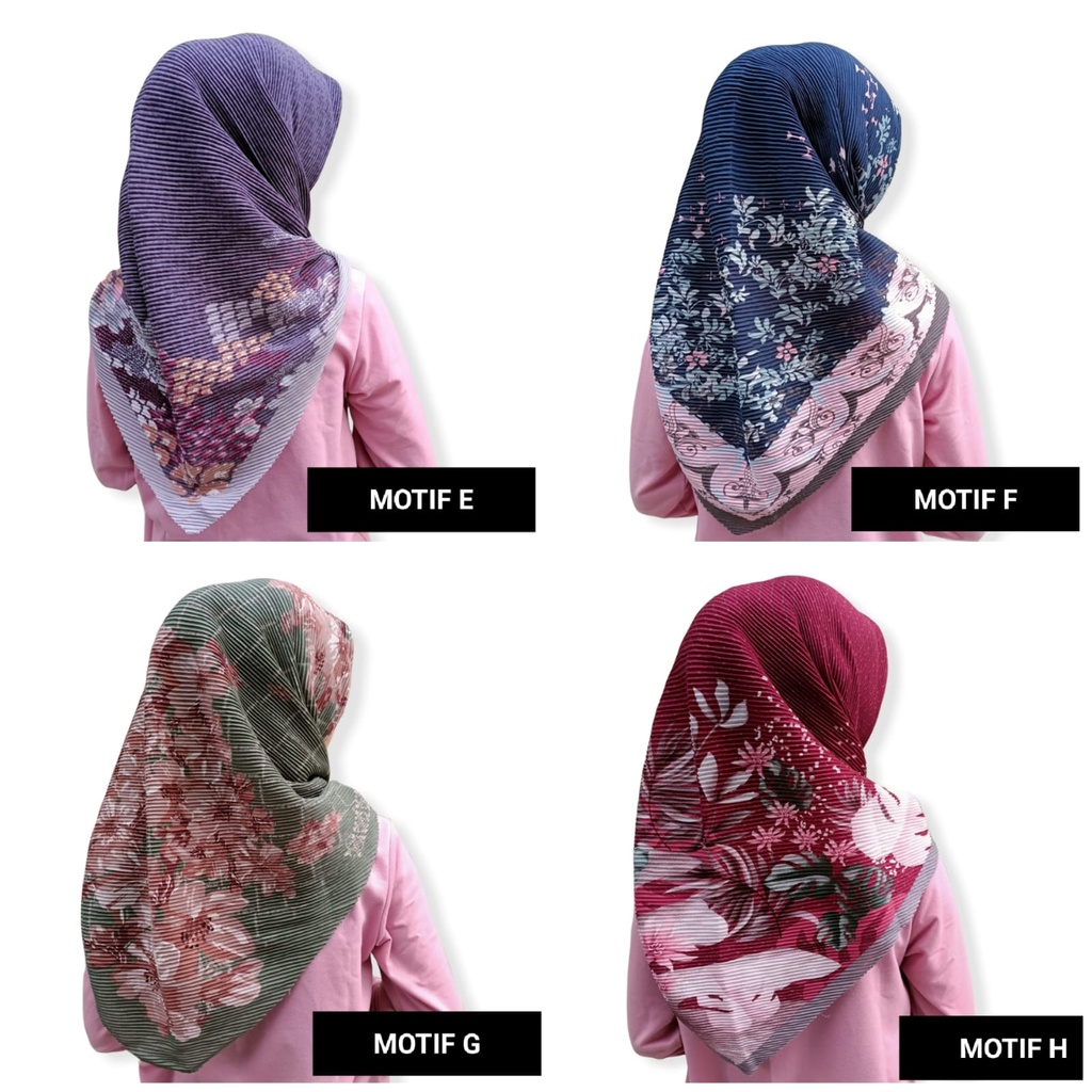 Segiempat Plisket Motif Voal Premium Jilbab Segi Empat