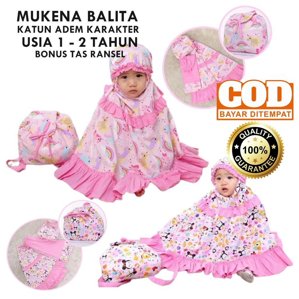 Mukena Anak Bayi Usia Baby 1-2 Tahun Karakter Balita - Unicorn - Disniy