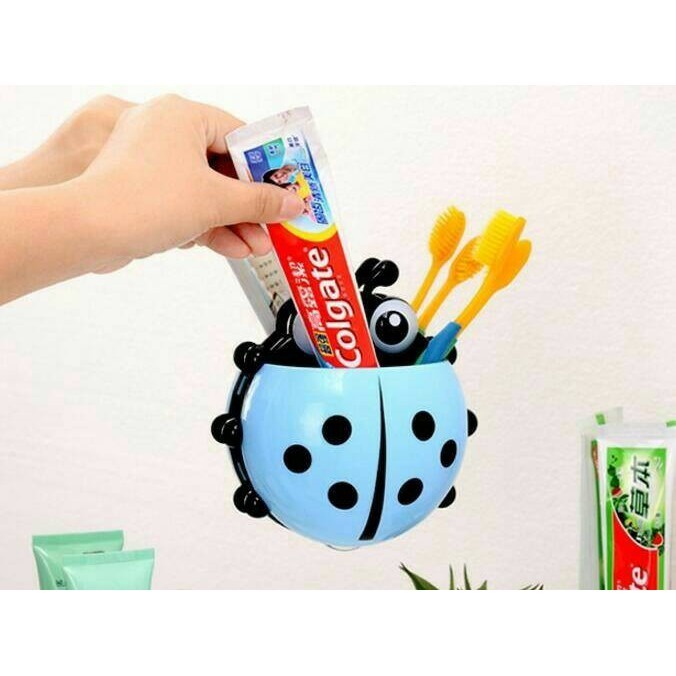 Ladybug Tempat Sikat Gigi &amp; Odol Tempelan Kamar Mandi - Holder Vacum Tempel Ladybug Toothbrush / Dispenser Odol Tempat Sikat Gigi Kumbang