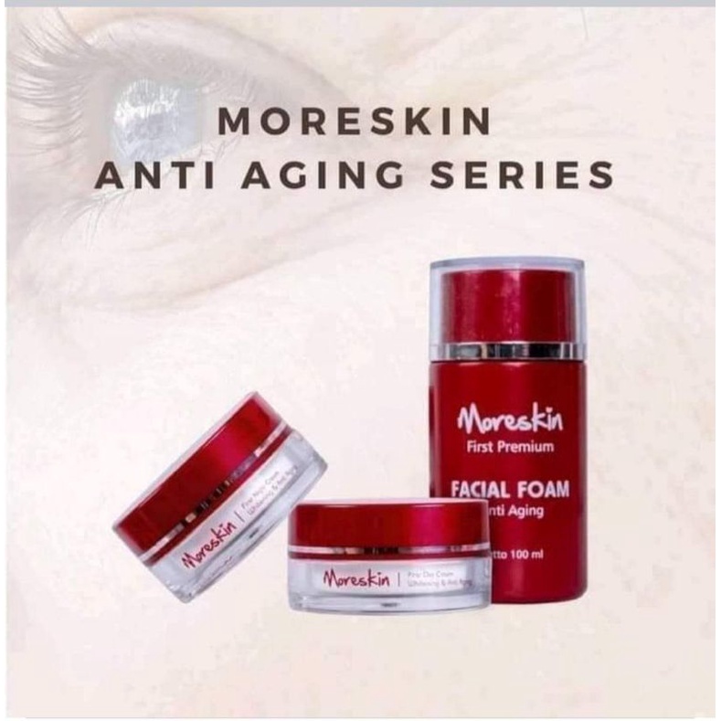 moreskin anti aging/anti aging/xaging/moreskin cream/moreskin facial wash/sabun nasa/paket anti agin