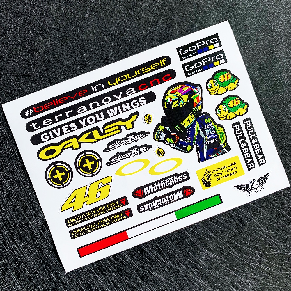 Stiker Motor Refletived EVO Monster 46evo 93red Bull Stiker Tahan Air Vinyl Helm Stiker Anti Sinar Matahari Decal