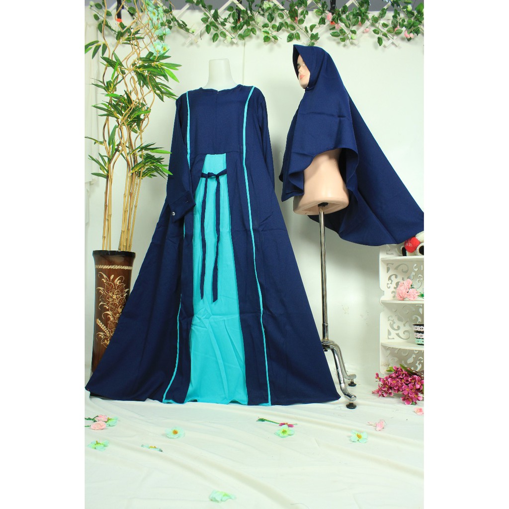 Gamis Set Khimar AZUMA wollycrepe caltri baju muslimah ootd fashion muslim khimar instan new