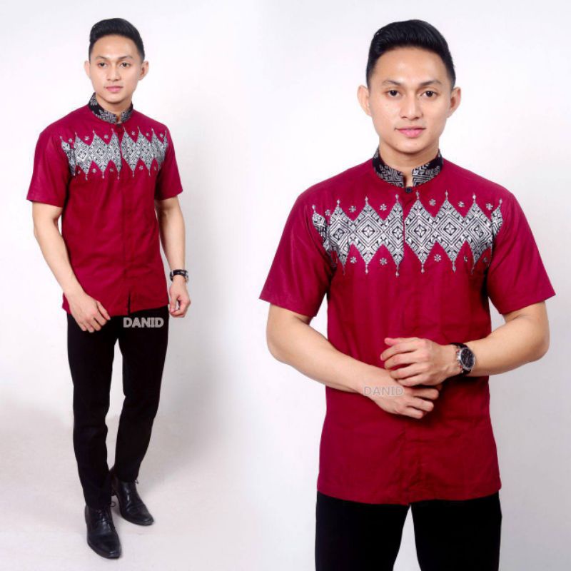 Koko Bordir Kombinasi Batik Lengan Pendek Terlaris Size M, L, XL #5 ( ORIGINAL )