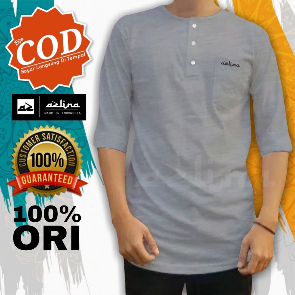 (COD) Baju Koko Kaos Kurta Pakistan Atasan Pria Muslim Dewasa Motif Polos Premium Cotton Combade 24S