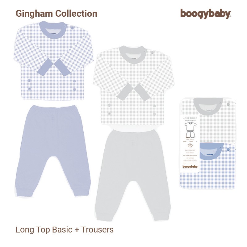 Makassar ! New Boogybaby Gingham Setelan Oblong Panjang ( 2 Pcs )