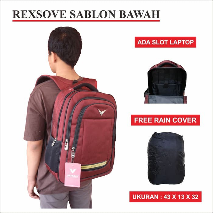 Ransel Rexsove Original Tas Laptop Sekolah Kerja Kuliah Pria Wanita SMP SMA Murah Bagus Kuat Awet