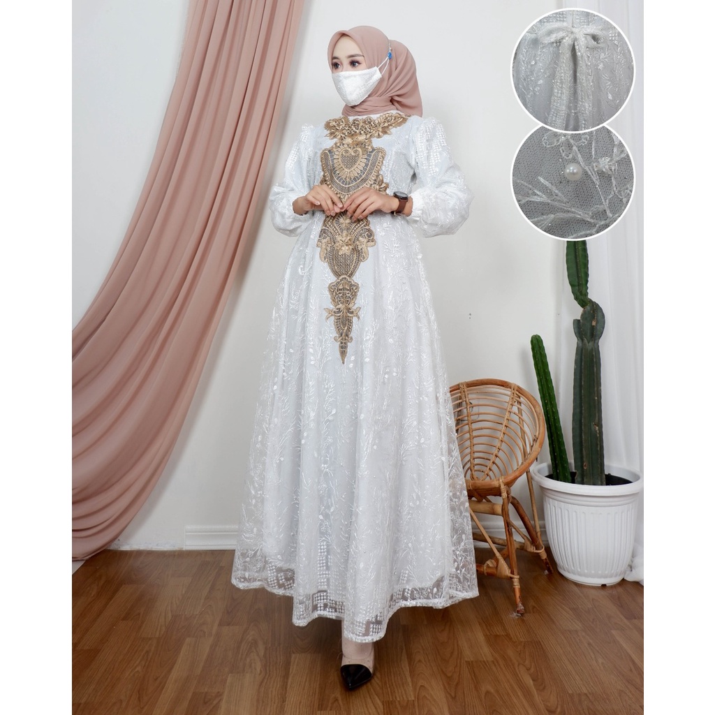 Gamis najwa | Dress pesta | Gamis brukat jumbo Size | Baju kebaya oufit kekinian modis elegan dan cantik kondangan lamaran wisuda tunangan