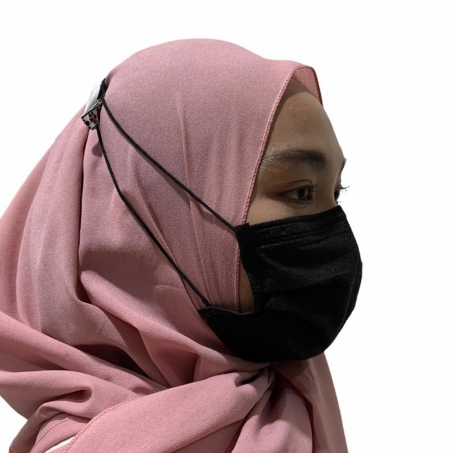 MASKER  3 PLY ISI 50 PCS  HEADLOOP HITAM 3 PLY MASKER HIJAB {TERBARU}