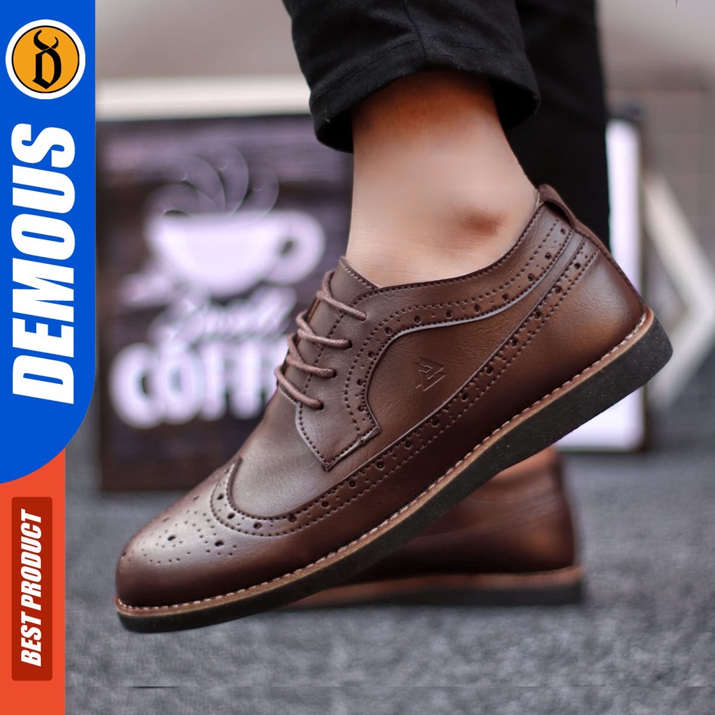 DEMOUS Saga - Sepatu Formal Pantofel Tali Kerja Pria Kulit Pu