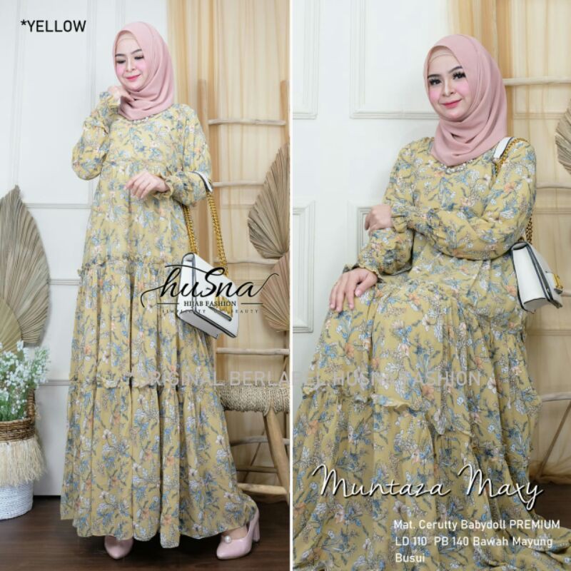 Maxi Dress // Gamis Mumtaza Maxy By Husna // Gamis Bahan Ceruty Babydoll Premium