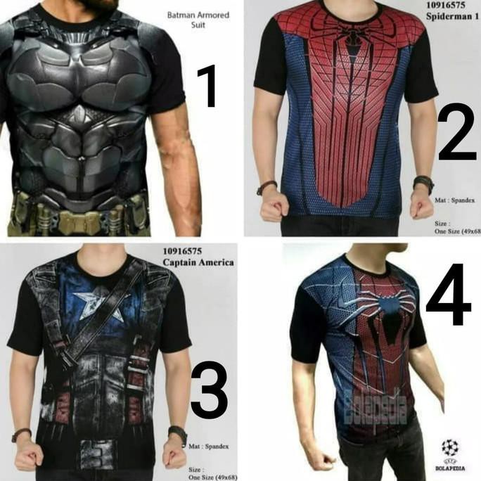 ( BISA COD ) Baju Kaos Superman Spiderman Super Hero Gym Fitness Pria Cowok PRODUK TERBATAS [Kode