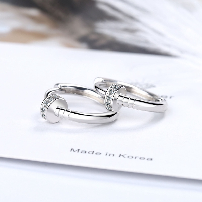 Anting Hoop Stud Bahan 925 Sterling Silver Untuk Unisex