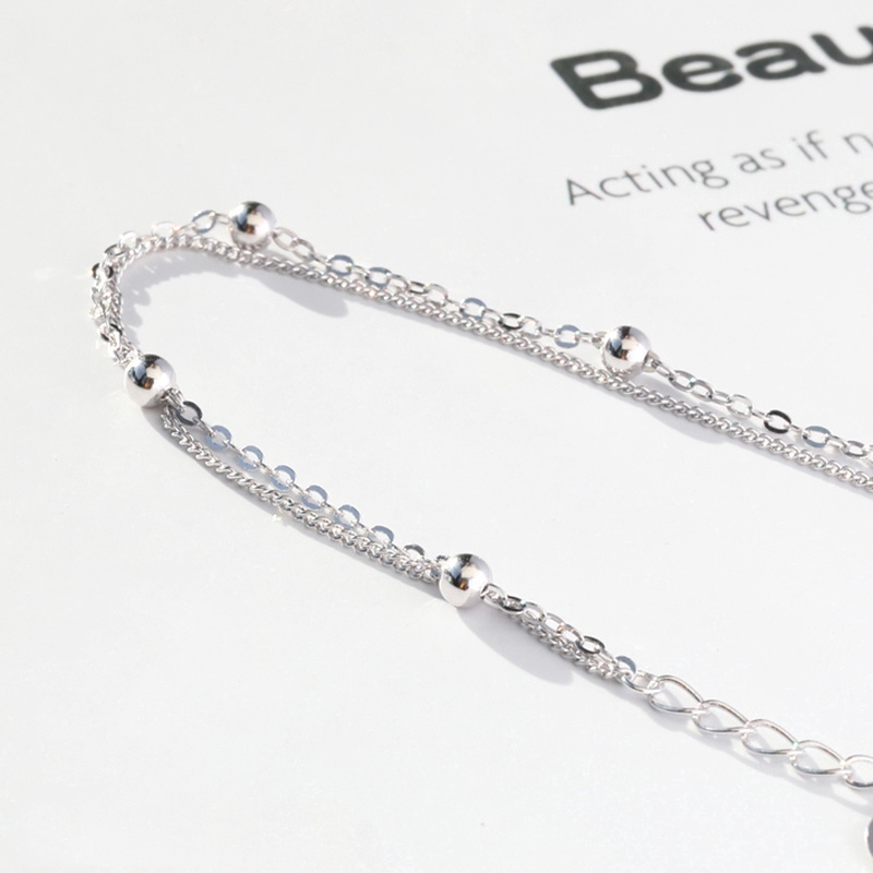 Gelang Tangan Rantai Silver Aksen Manik-Manik Lapis Silver untuk Wanita-6