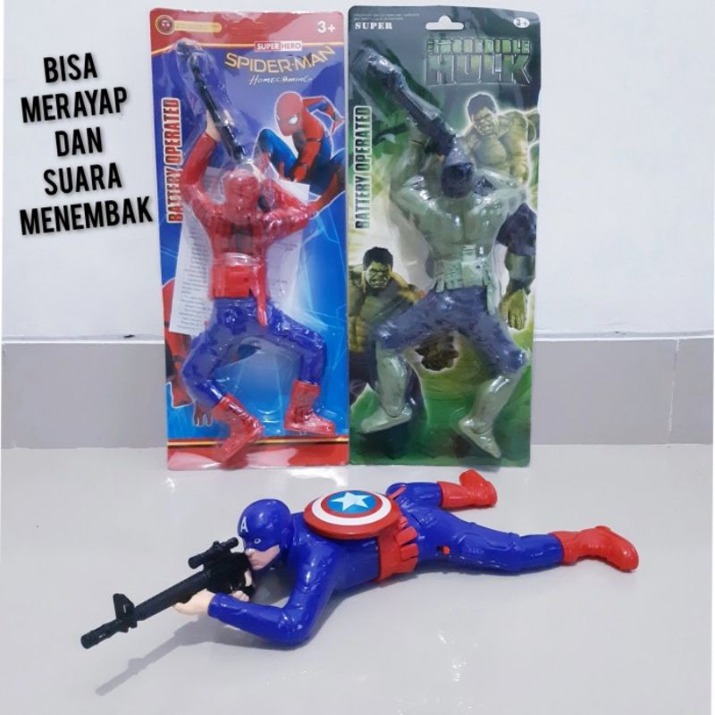 Mainan Tentara Avenger Merayap Dan Menembak Batre Tembakan Anak Laki Cowok