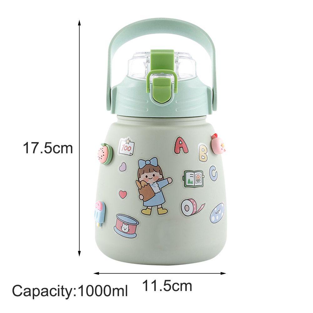 Suyo Botol Air Minum 1000ML Motif Kartun Tanduk Rusa Dengan Sedotan Untuk Outdoor / Olahraga / Travel