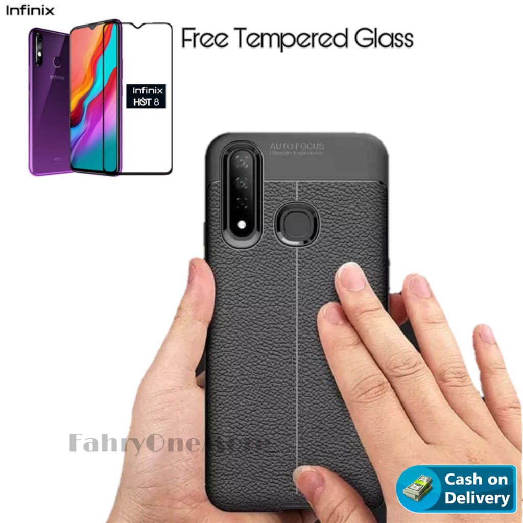 Case Infinix Hot 8 Free Tempered Glass Layar