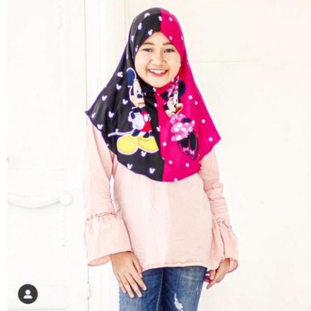 BERGO / HIJAB INSTANT ANAK MOTIF MICKEYMINIE / HIJAB ANAK LUCU KARAKTER