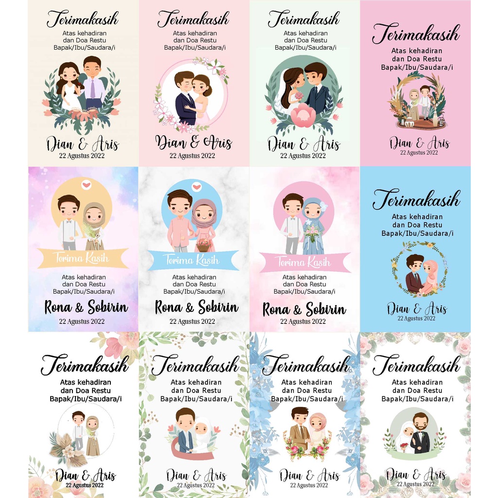 KARTU SOUVENIR PERNIKAHAN /STIKER WEDDING / THANKS CARD / KARTU UCAPAN TERIMAKASIH