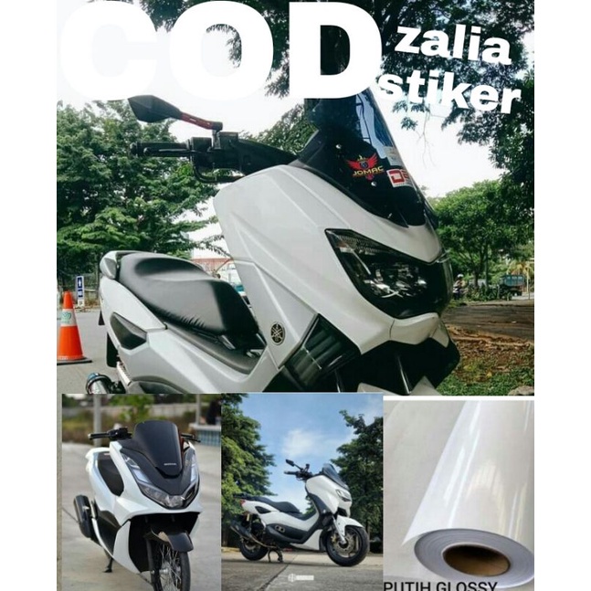 Skotlet putih glossy stiker Putih dof skotlet motor