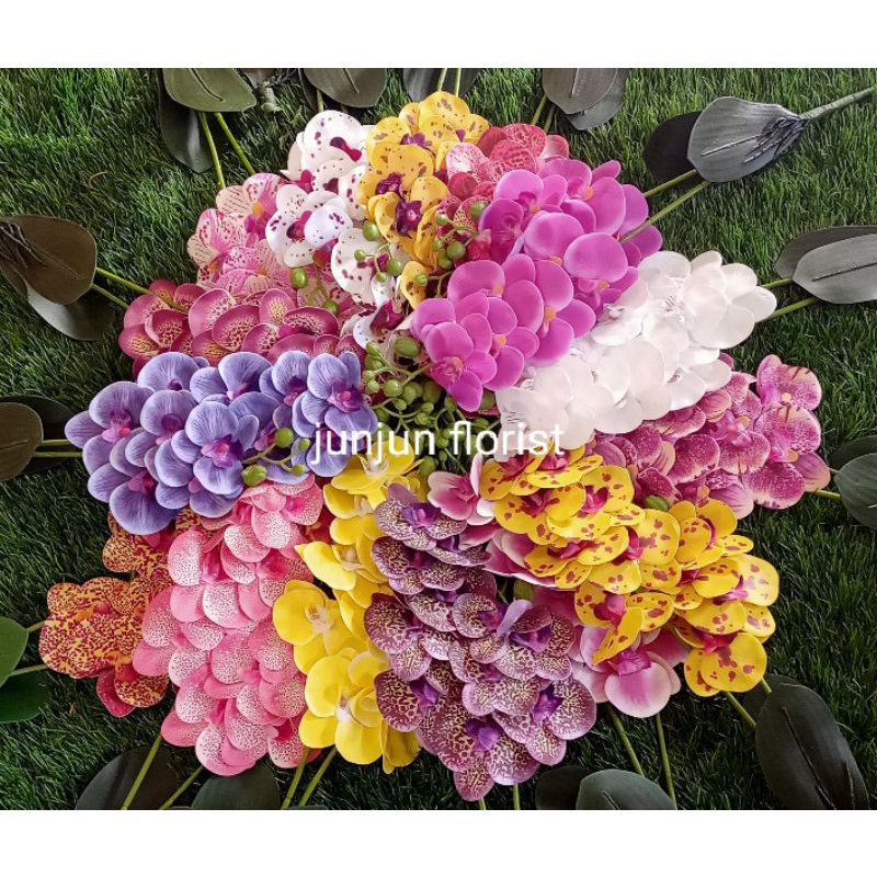 bunga anggrek latex arteficial cabang 2//anggrek latex murah//bunga anggrek hias bahan latex