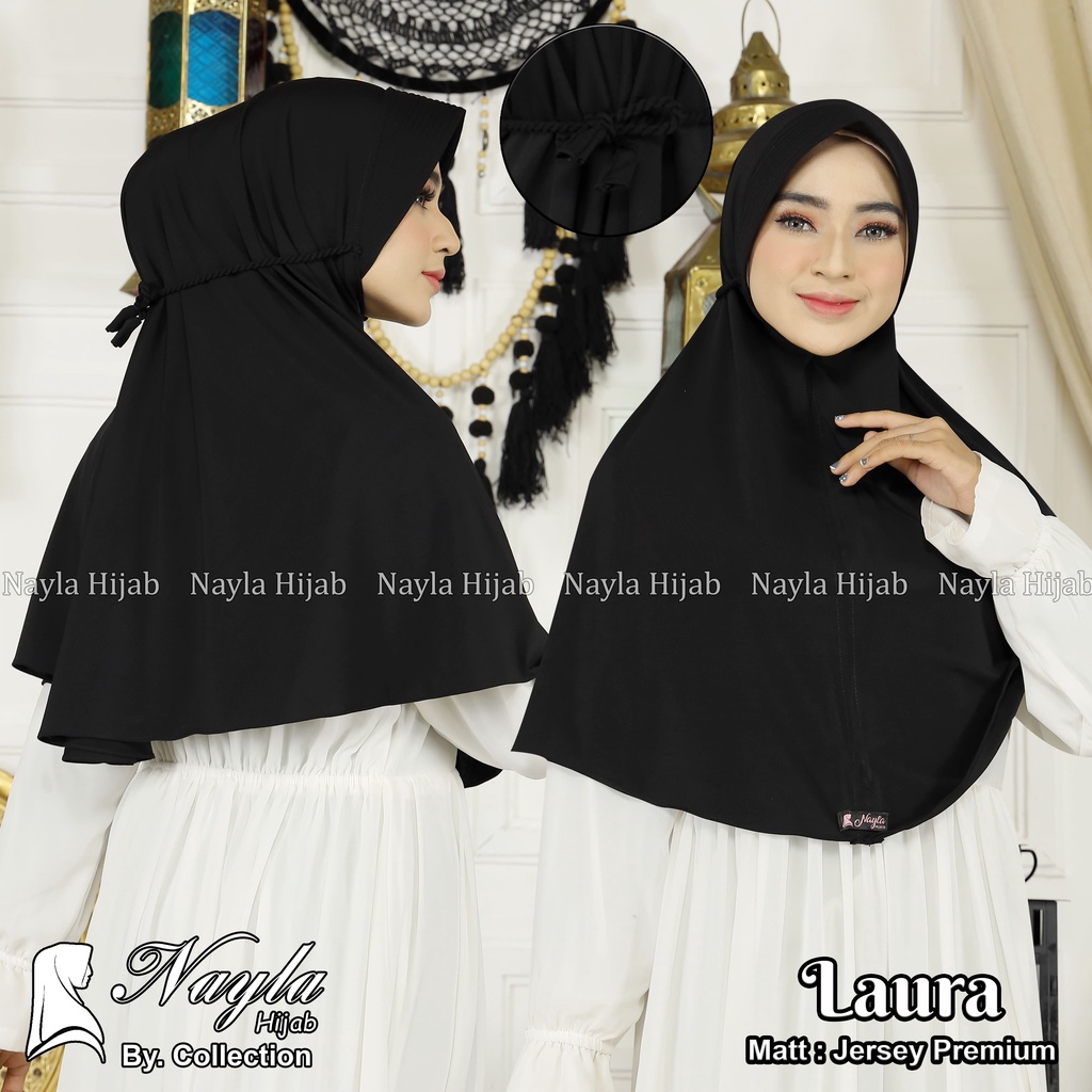 Kerudung Instan Tali Kepang Laura Hijab Instan Jersey Premium Jilbab Terbaru Nayla Hija'b