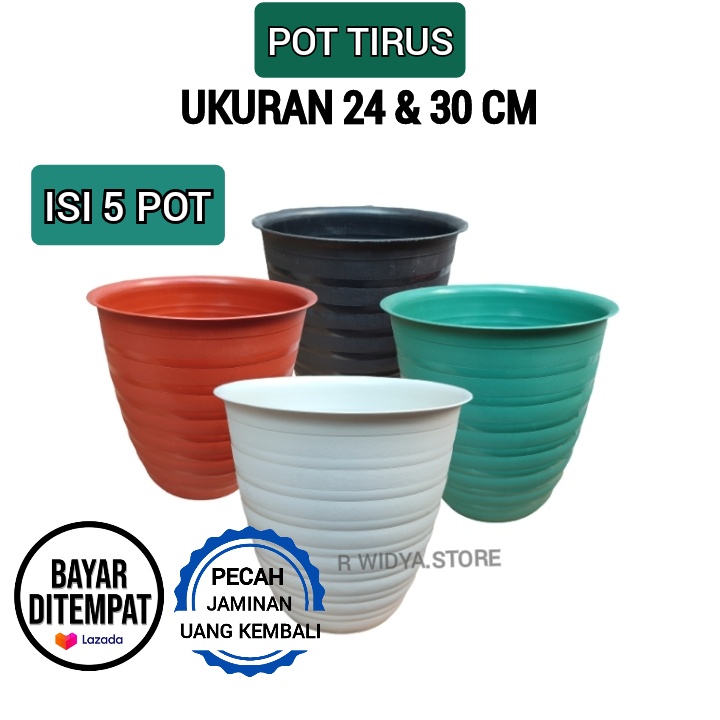 Pot Tawon Tirus Ukuran 24 cm &amp; 30 isi 5 pcs Pot Bunga Murah Pot Tanaman Pot Bunga Plastik Putih Pot Bunga Plastik Lusinan Murah