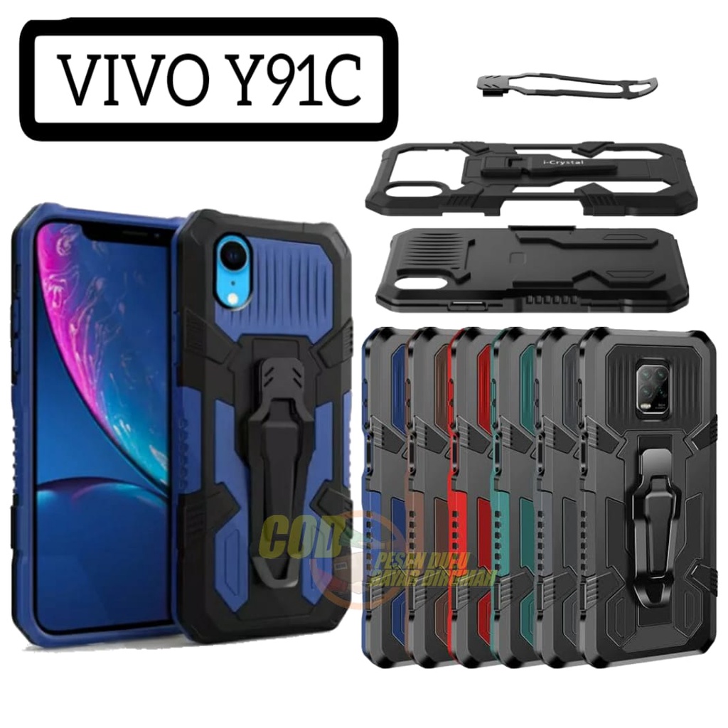 New Casing Hp Kickstand Clip ( VIVO Y91C/Y1S ) Casing Hp Robot Case Hardcase i-Crystal