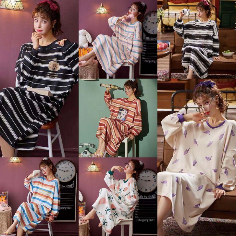 Daster piyama wanita import baju tidur katun