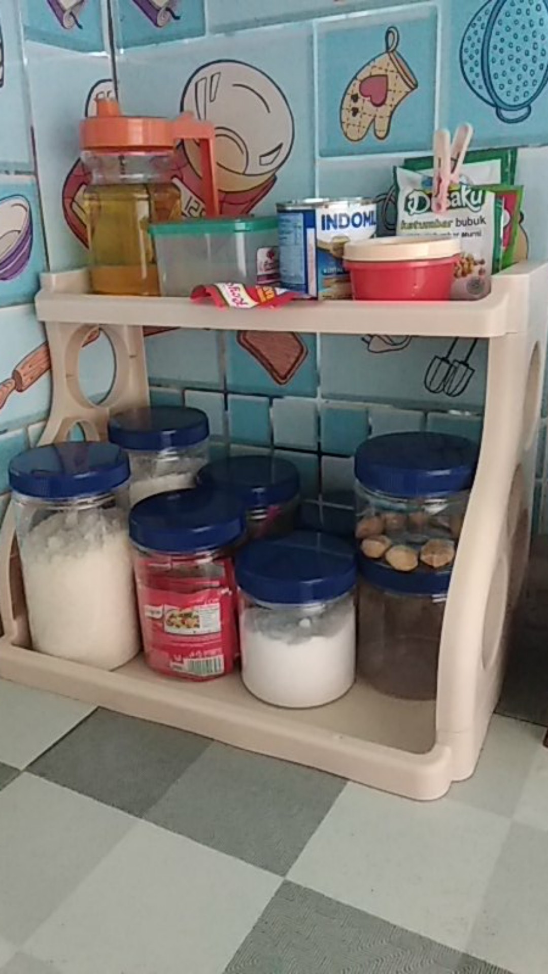 (hoko) Rak Bumbu Dapur Plastik 2 Tingkat / Rak Bumbu 2 Susun / Rak Alat Dapur / Rak Dapur Serbaguna