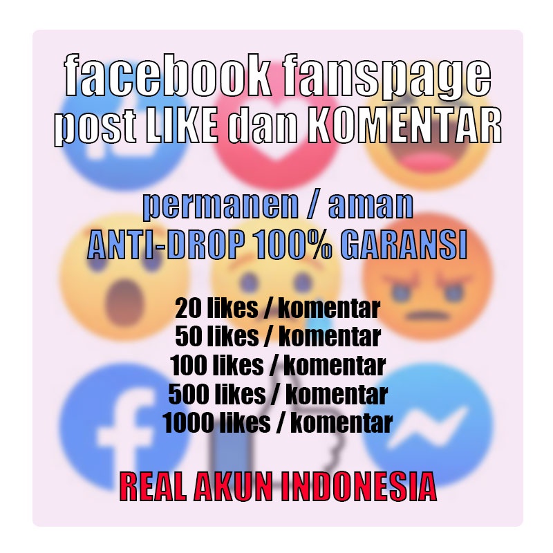 Jasa Like Komentar FB Facebook likes post like komentar followers live akun tambah fans fanspage halaman No Drop Layaan fans
