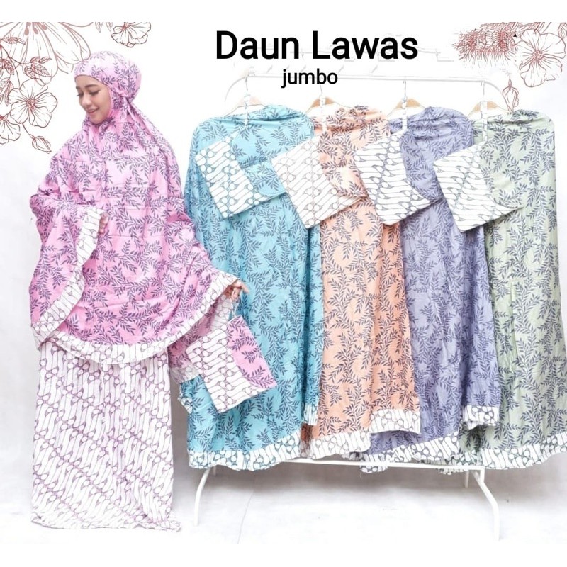 mukena rayon daun lawas jumbo bagus dan cantik