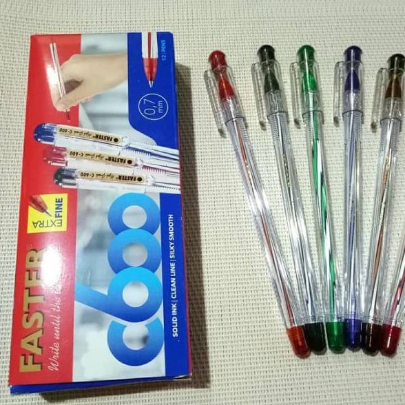 Jual Pulpen Faster C600 Hitam Asli / Pulpen Faster / Pena Faster 1 Pack ...