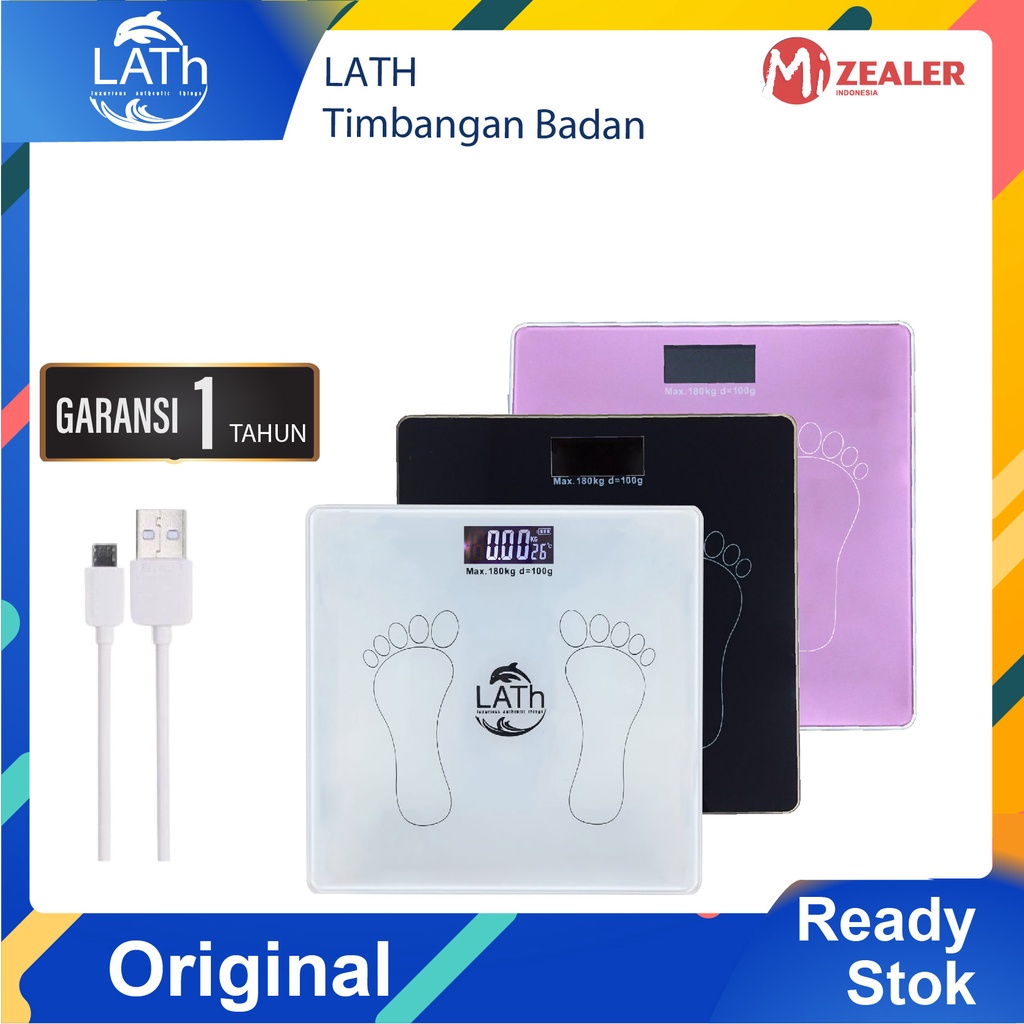 LATH Timbangan Badan Pintar Mini With USB Digital 180Kg Weight Body Scale Desain Unik LCD Display