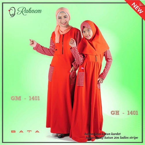 Rahnem Diskon s/d 30% - Gamis GM 1401 & Couple Sarimbit Pasangan Ibu Anak