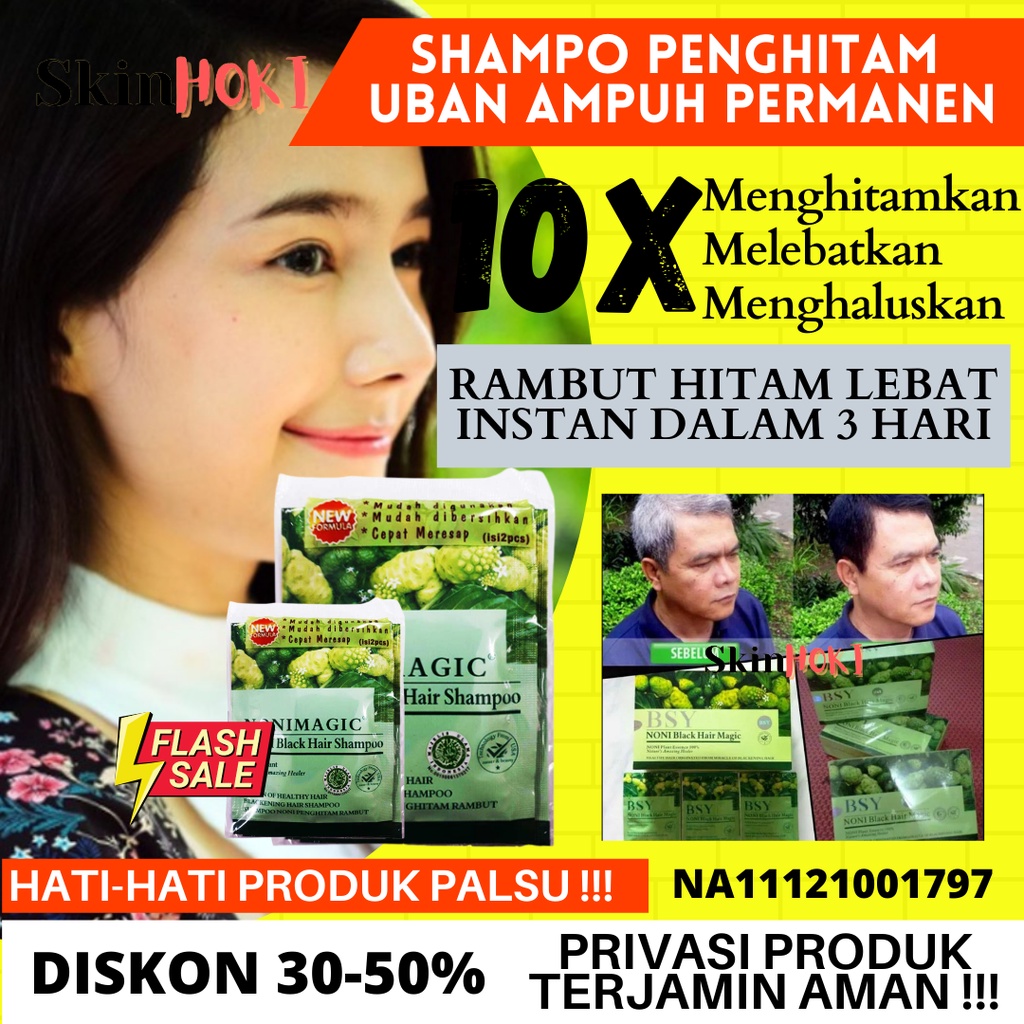 SHAMPO UBAN PENGHITAM UBAN PERMANEN PENYUBUR RAMBUT BSY NONI MAGIC BLACK HAIR SHAMPO HALAL PENGHILANG UBAN ORIGINAL BPOM