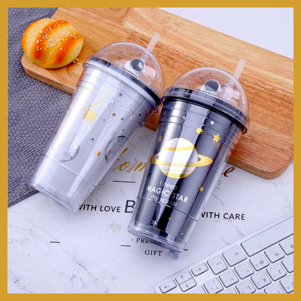 Botol Tumbler Sedotan Seri Bintang Tempat Air Minum Straw Large Water Bottle Tumblr 450ML Botol Anak GOSHOP88