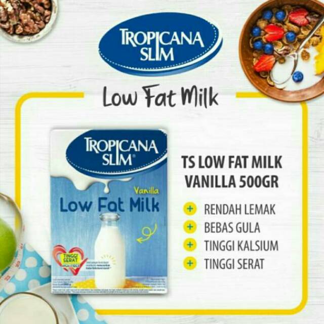 

Tropicana Slim Low Fat Milk 180gr Vanila