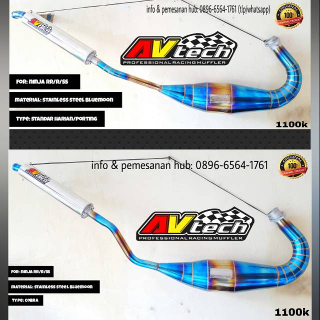 Knalpot racing ninja RR R SS original avtech racing muffler stainless steel bluemoon HD
