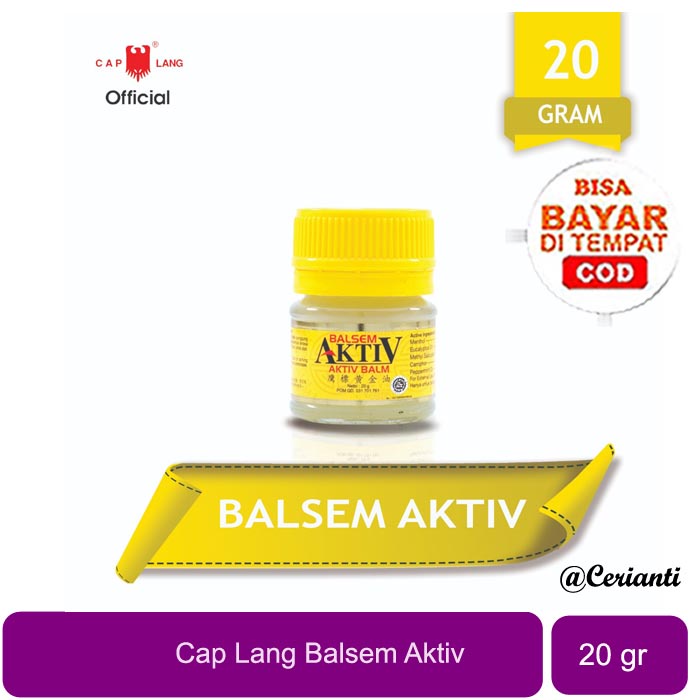 [Dengan Eucalyptus] [20GR] [BPOM] Cap Lang BALSEM AKTIV 20 GR | Balsem Gosok | Pusing | Mual | Kembung_Cerianti