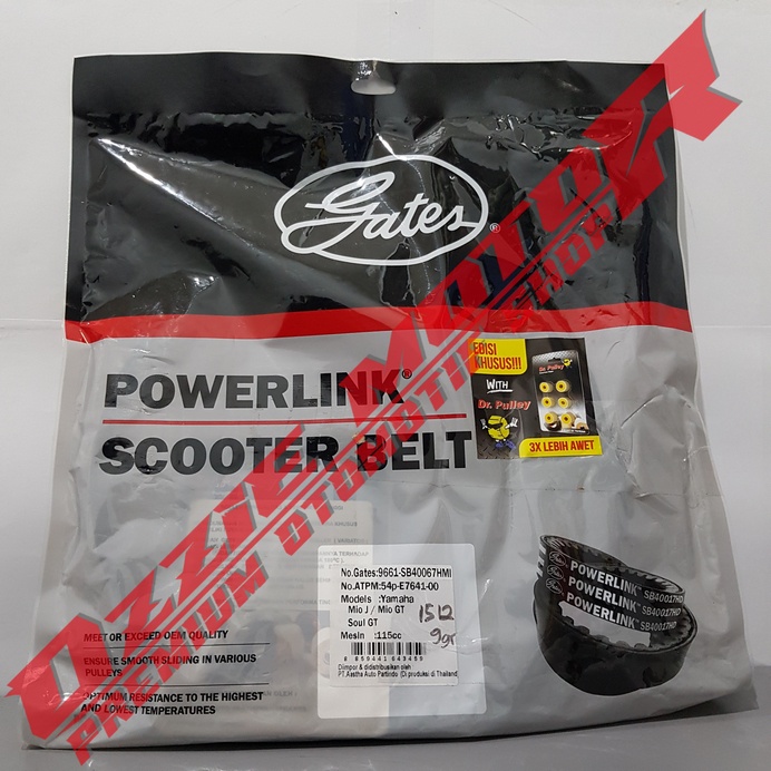 VAN BELT GATES VANBELT V BELT VBELT V-BELT GATES POWERLINK (54P) SB40067HMI SET ROLLER DR PULLEY 1512 (9GR) VENBELT RACING YAMAHA MIO J GT SOUL GT 100% ORIGINAL