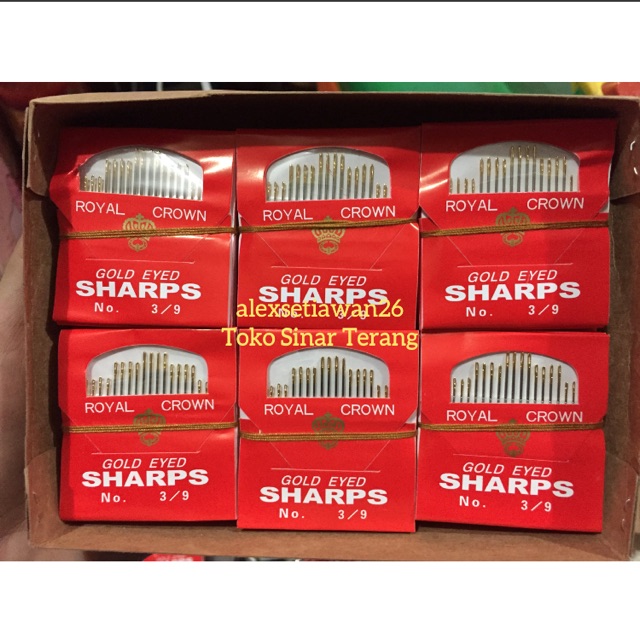 1 LUSIN JARUM SHARP ASLI ROYAL CROWN NO 3/9 SHARPS
