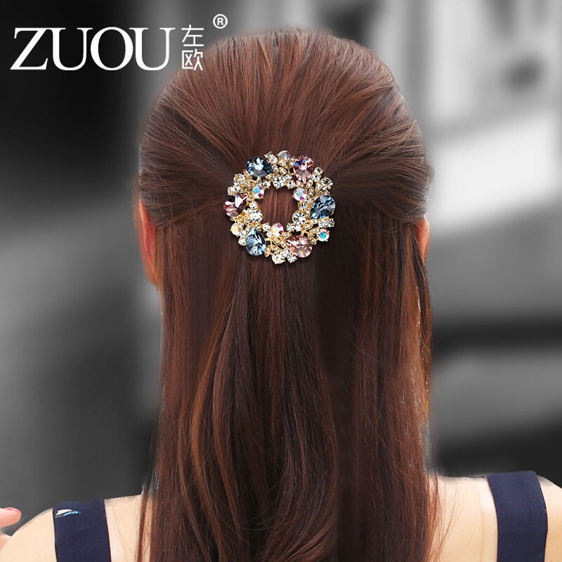 Jepit Rambut Korea wanita elegan mewah premium colorful kirstal zirkon besar asli import mode terbaru 6cm