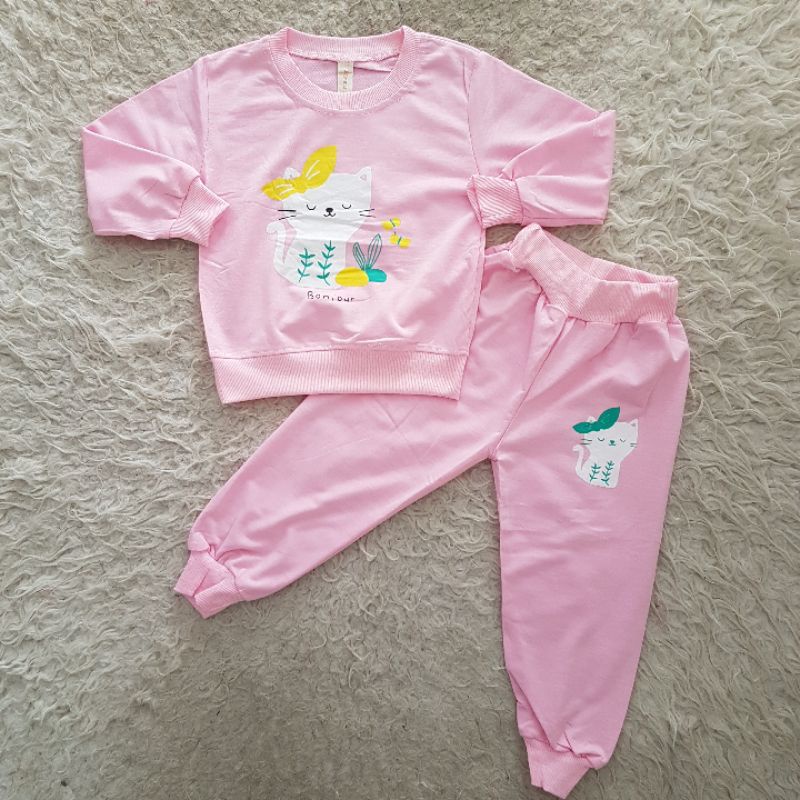 Setelan Anak Perempuan Import Training cute set