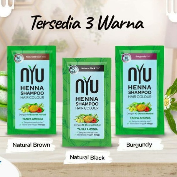 NYU Henna Shampoo Hair Colour Sachet - Shampoo Pewarna Rambut