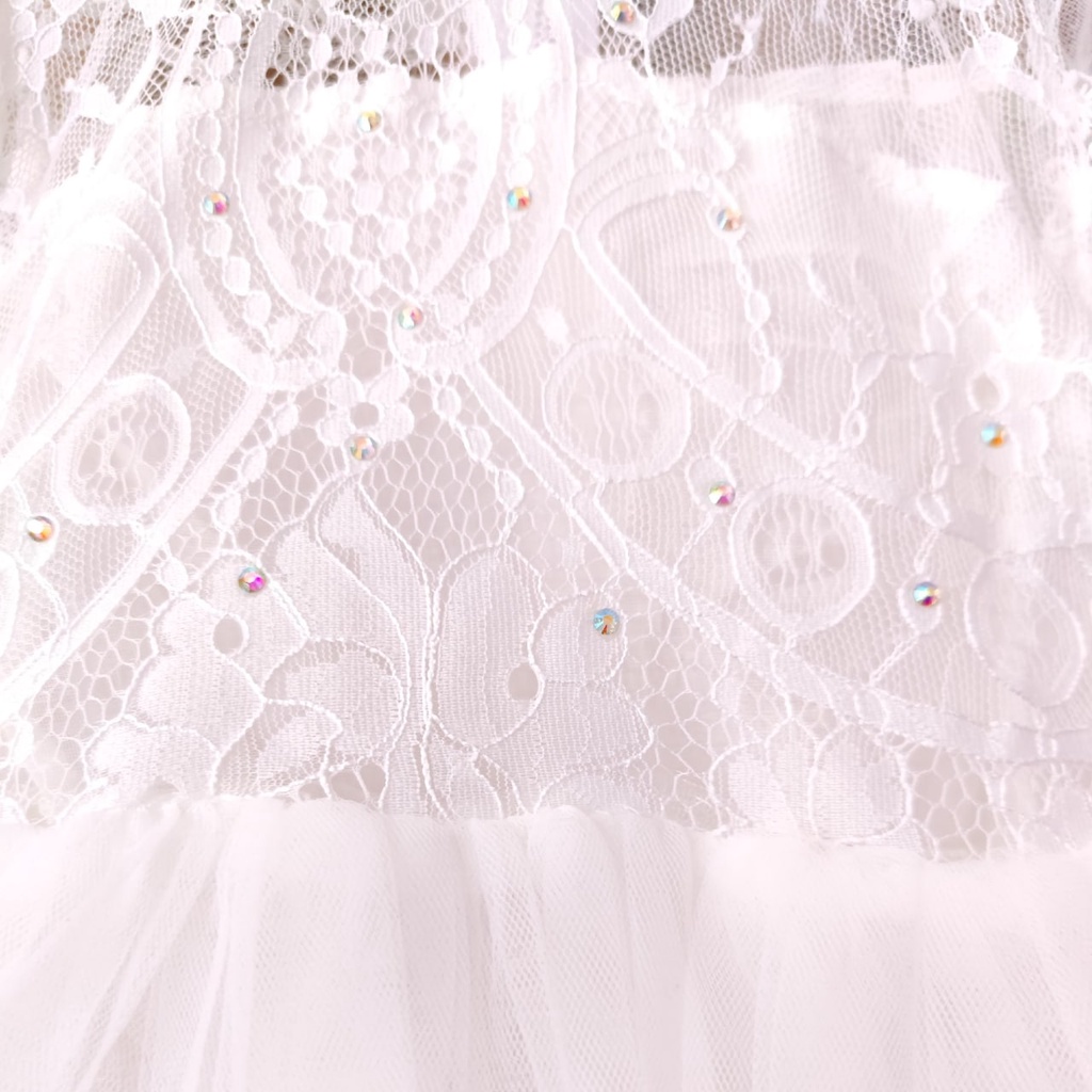 Promo !! Dress anak perempuan import / Dress brokat anak / Dress wedding code flower ukuran 1-3 Tahun