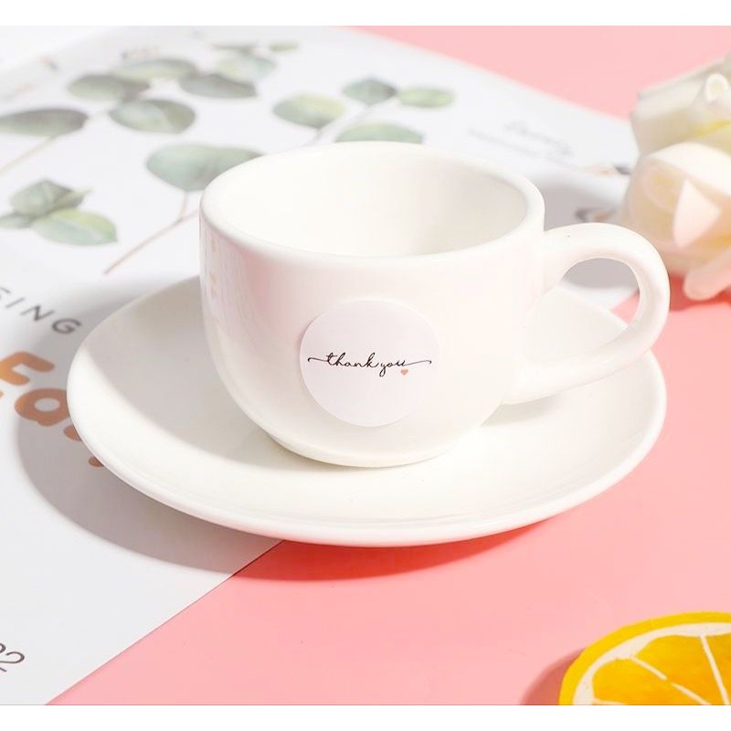 Label Sticker thank you white black elegan italic handwriting segel kemasan packaging sealer baking