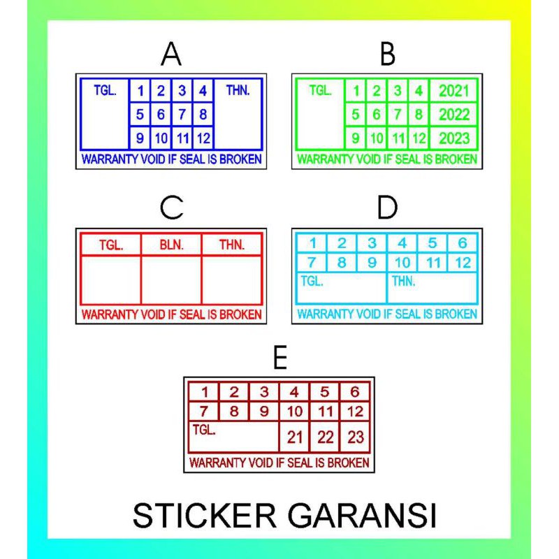 STICKER STIKER SEGEL WARRANTY GARANSI PECAH TELUR 2x1 CM