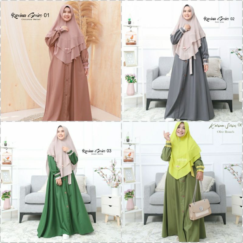 Gamis Karina Attin Gamis Dewasa Terkini Bahan Katun SImple Gamis Remaja Terbaru Model Cantik Ori / B