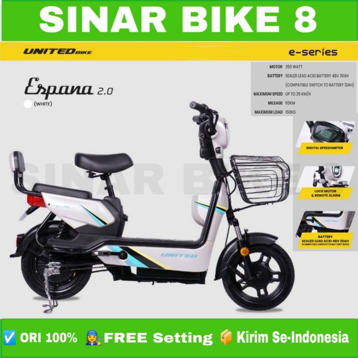 Sepeda Listrik Electric Bike UNITED ESPANA 2.0 Electric E Bike 350 Watt